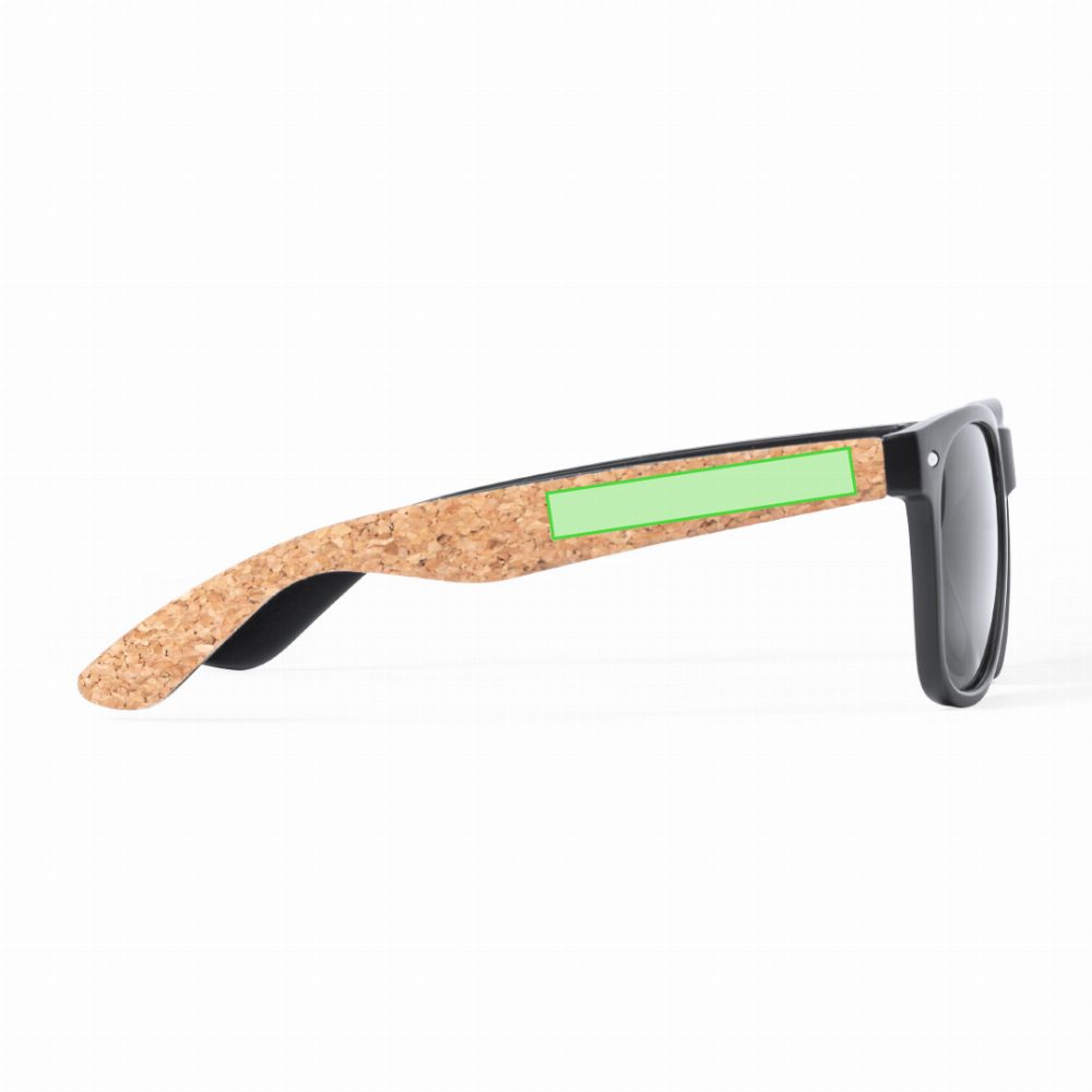 Branding diagram for Cork sunglasses Scutel – On the left pen