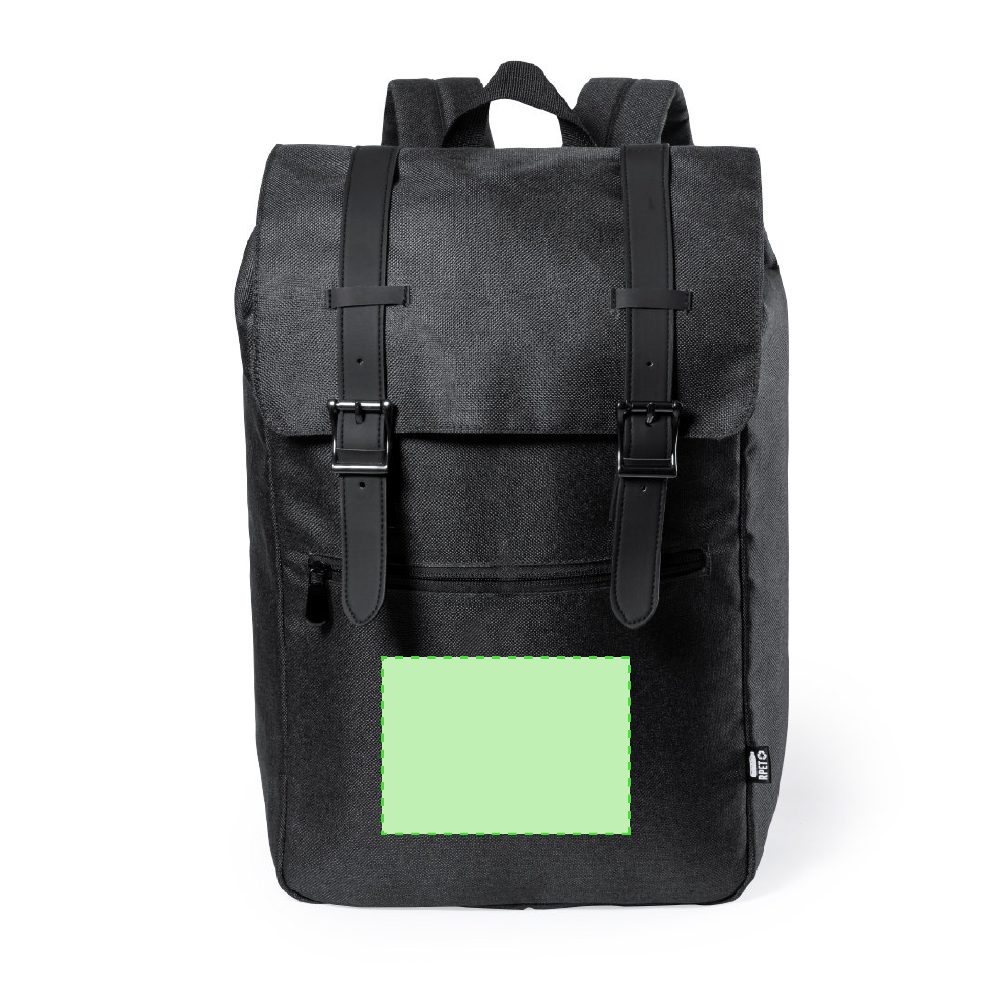 Branding diagram for Laptop rucksack from RPET, 15 inches Budley – The bottom bag