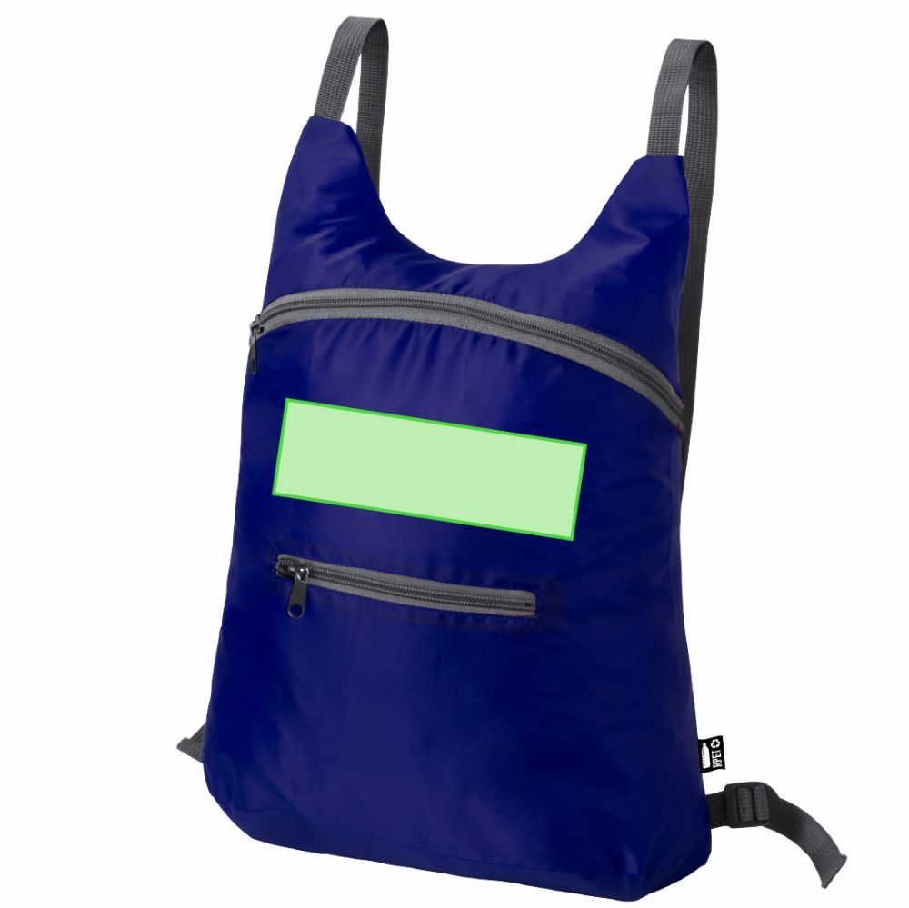 Branding diagram for Folding rucksack made of RPET Brocky – On the front of the pack