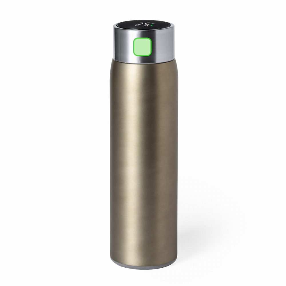 Branding diagram for Stainless steel thermal bottle, 500 ml Kenay – laterally to the buckle