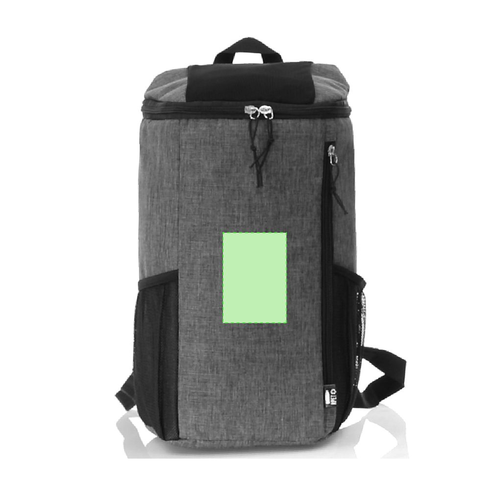Branding diagram for Cooling backpack made of RPET Kemper – Front