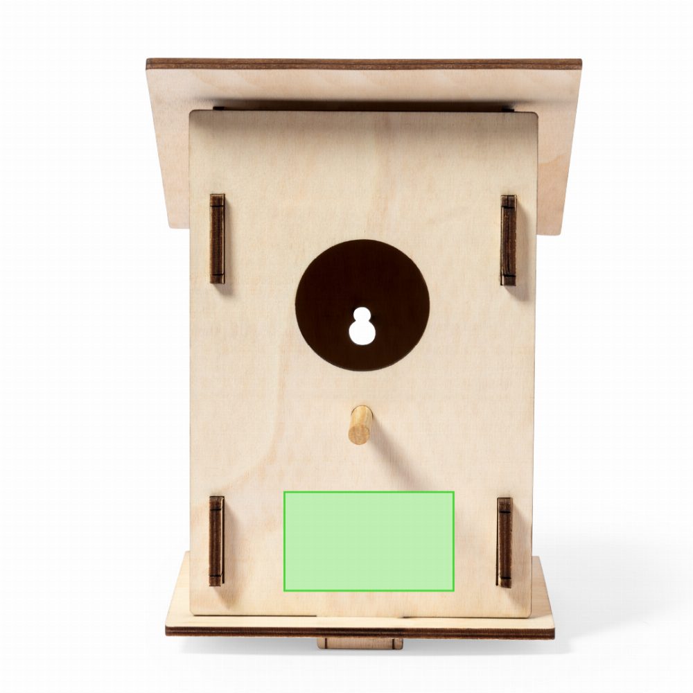 Branding diagram for Wooden bird nesting box Pecker – Forward lower zone
