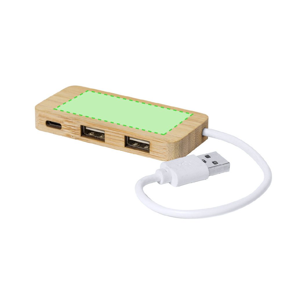Branding diagram for Bamboo USB Hub Norman – Central marking surface