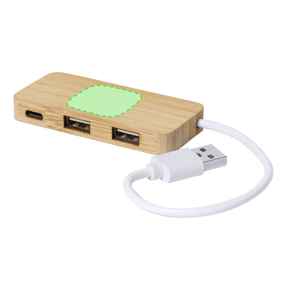 Branding diagram for Bamboo USB Hub Norman – Central marking surface