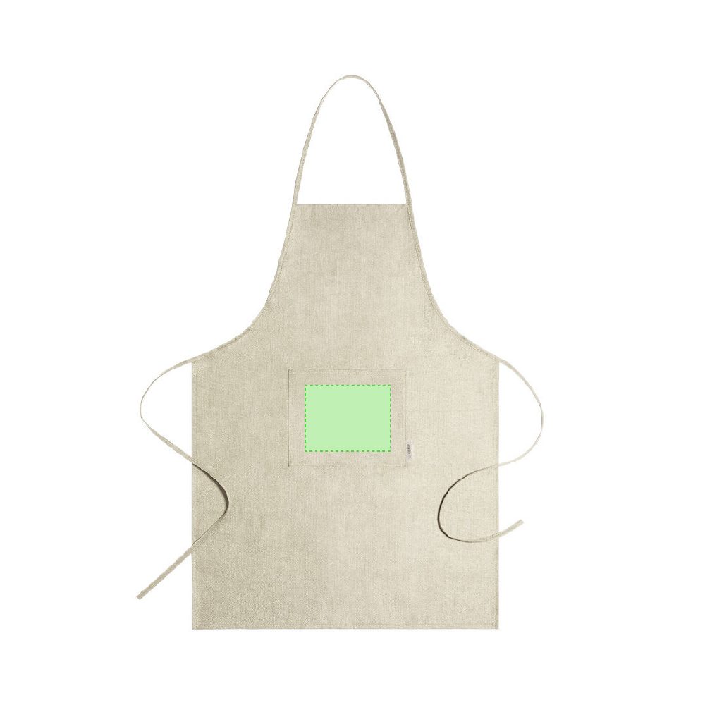 Branding diagram for Apron of hemp Leiza – Pocket centered
