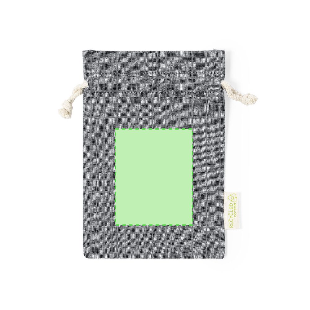 Branding diagram for Recycled cotton drawstring bags Karzak – Central marking surface