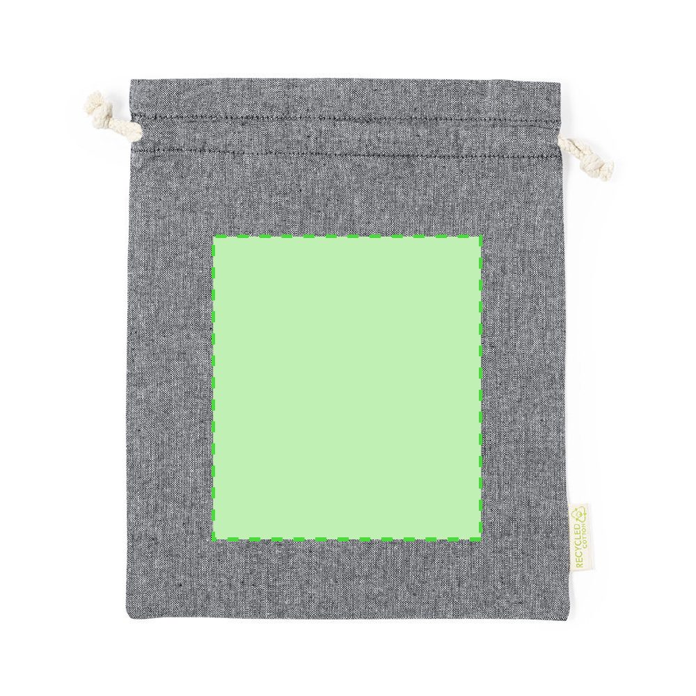 Branding diagram for Recycled cotton drawstring bags Murfix – Central marking surface