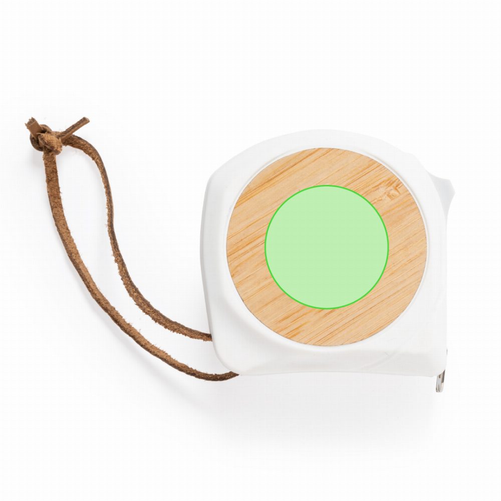 Branding diagram for Bamboo tape measure Hermy 5m – Central marking surface