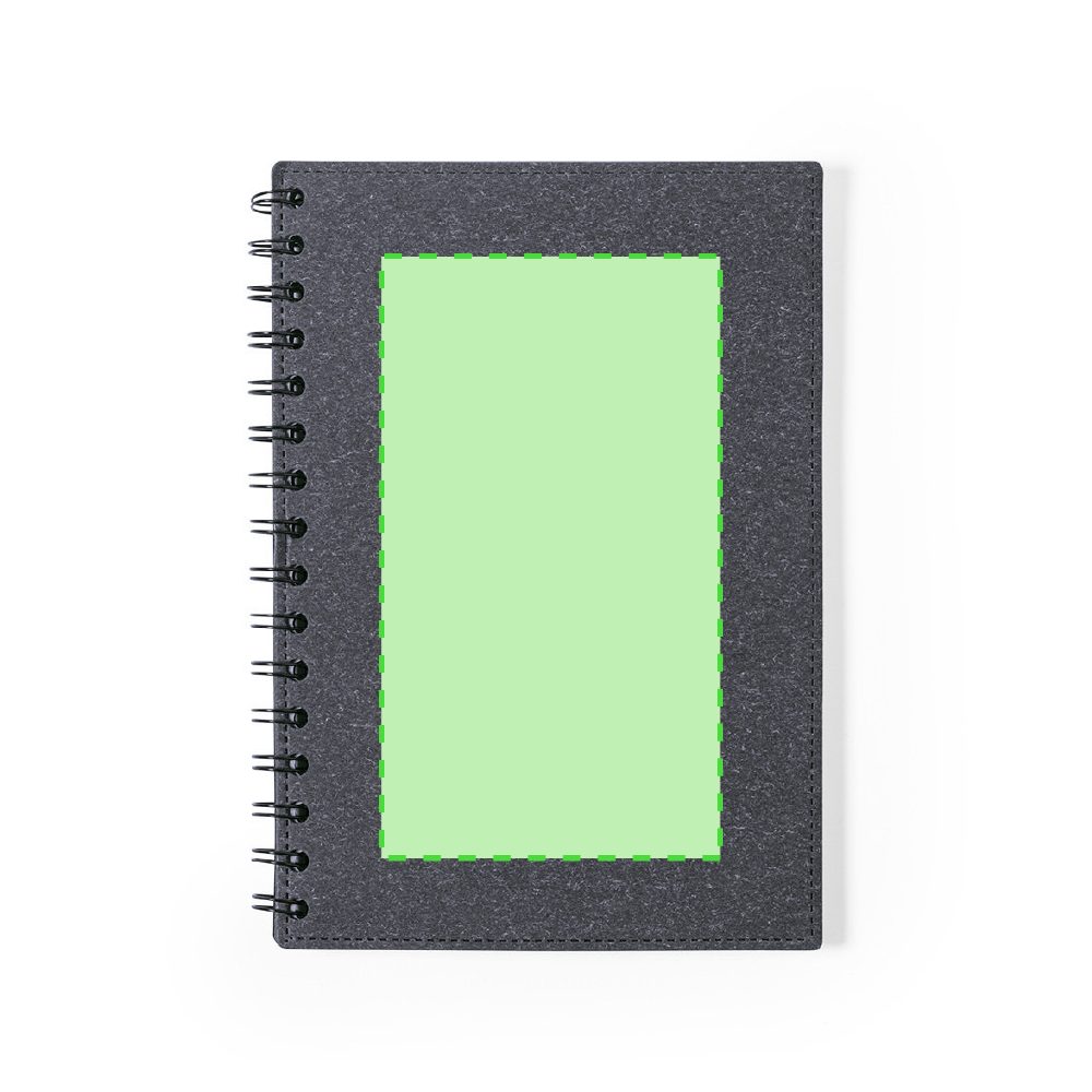 Branding diagram for spiral notebook made of recycled cardboard, A5 Idina – Cover