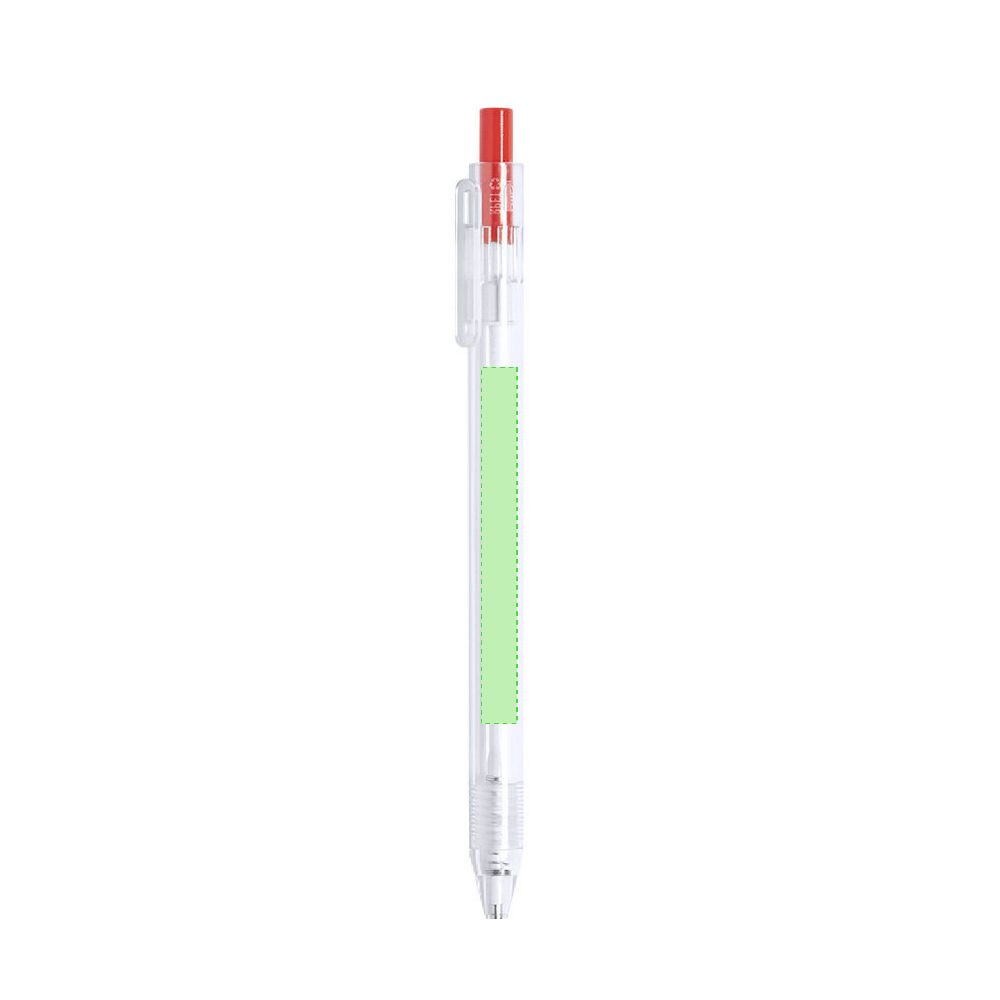 Branding diagram for Ballpoint pens of RPET, with printing mechanism Lester – Area 1