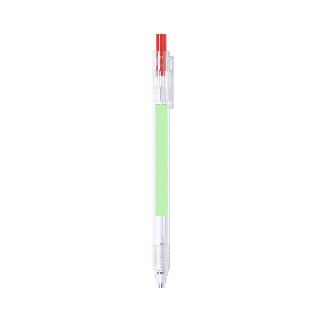 Branding diagram for Ballpoint pens of RPET, with printing mechanism Lester – Area 2