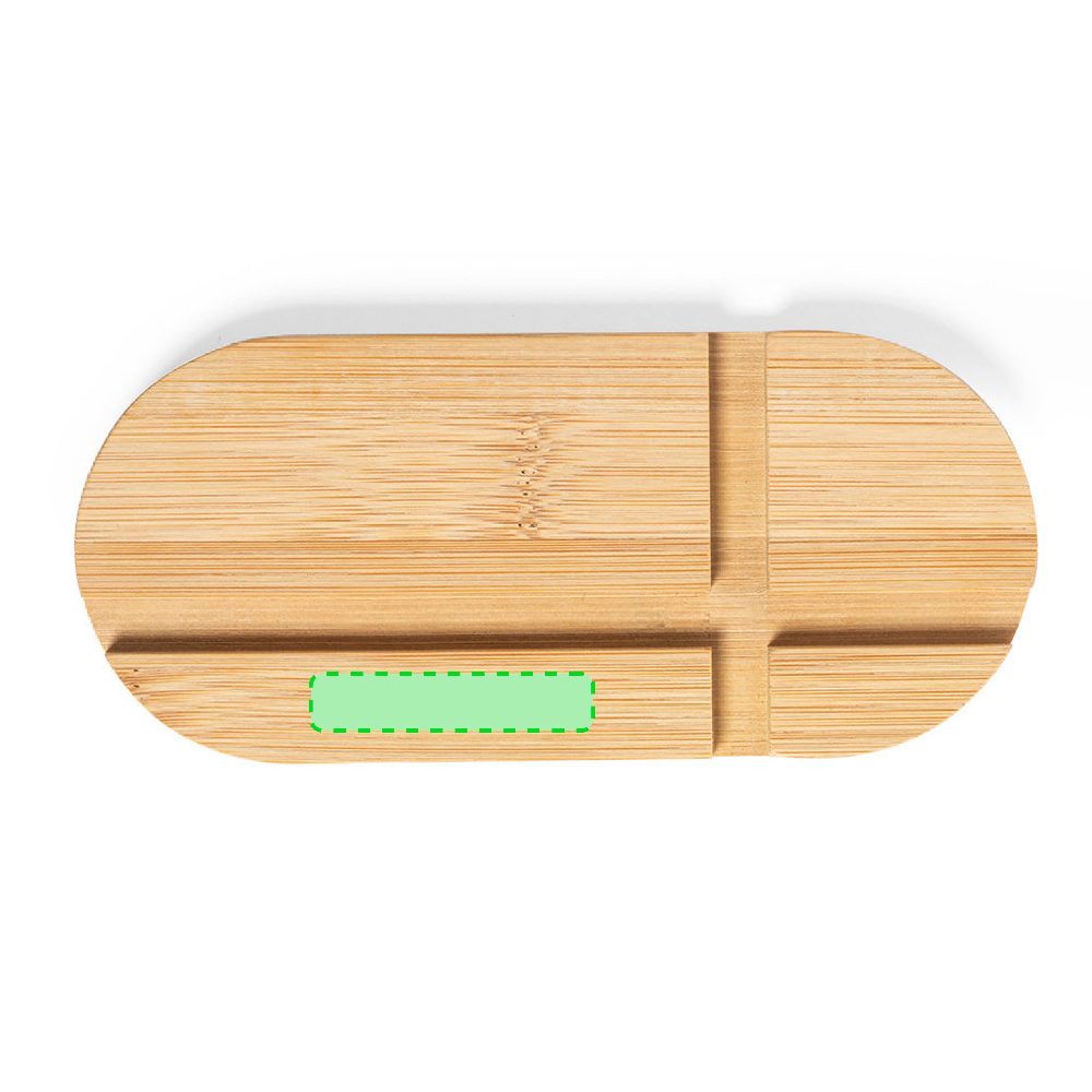 Branding diagram for Bamboo mobile phone and tablet stands with storage compartments Lemins – Face 2
