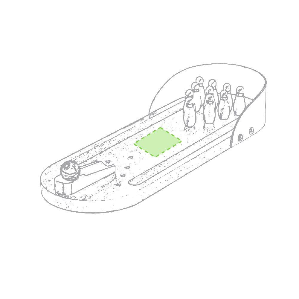 Branding diagram for Mini table bowling made of wood Strike – At the bottom
