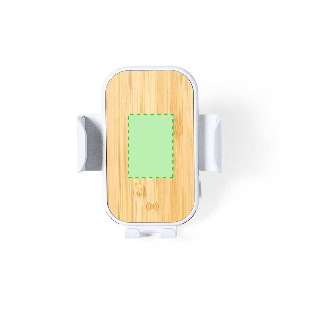 Branding diagram for Auto Mobile phone holder with wireless charging station made of wheat straw, 15 W Yaben – On the front of the support