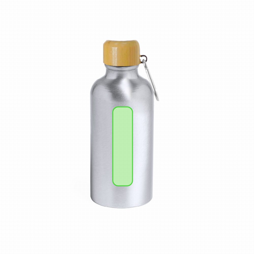 Branding diagram for aluminium drinking bottle, 400 ml Yorix – On one side