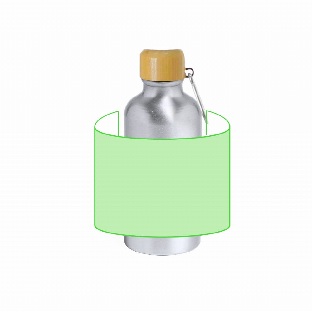 Branding diagram for aluminium drinking bottle, 400 ml Yorix – Front