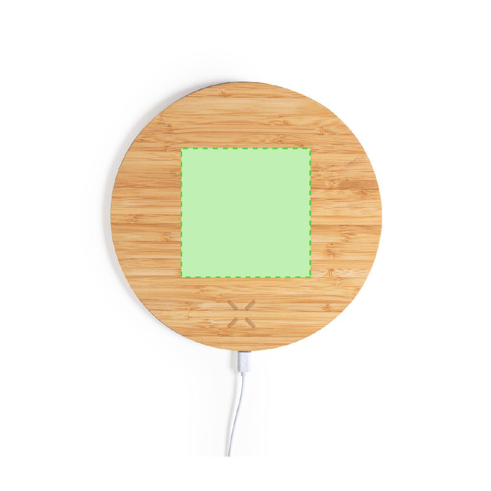 Branding diagram for Mousepad with bamboo wireless charging station, 10 W Bistol – Forward Upper Zone