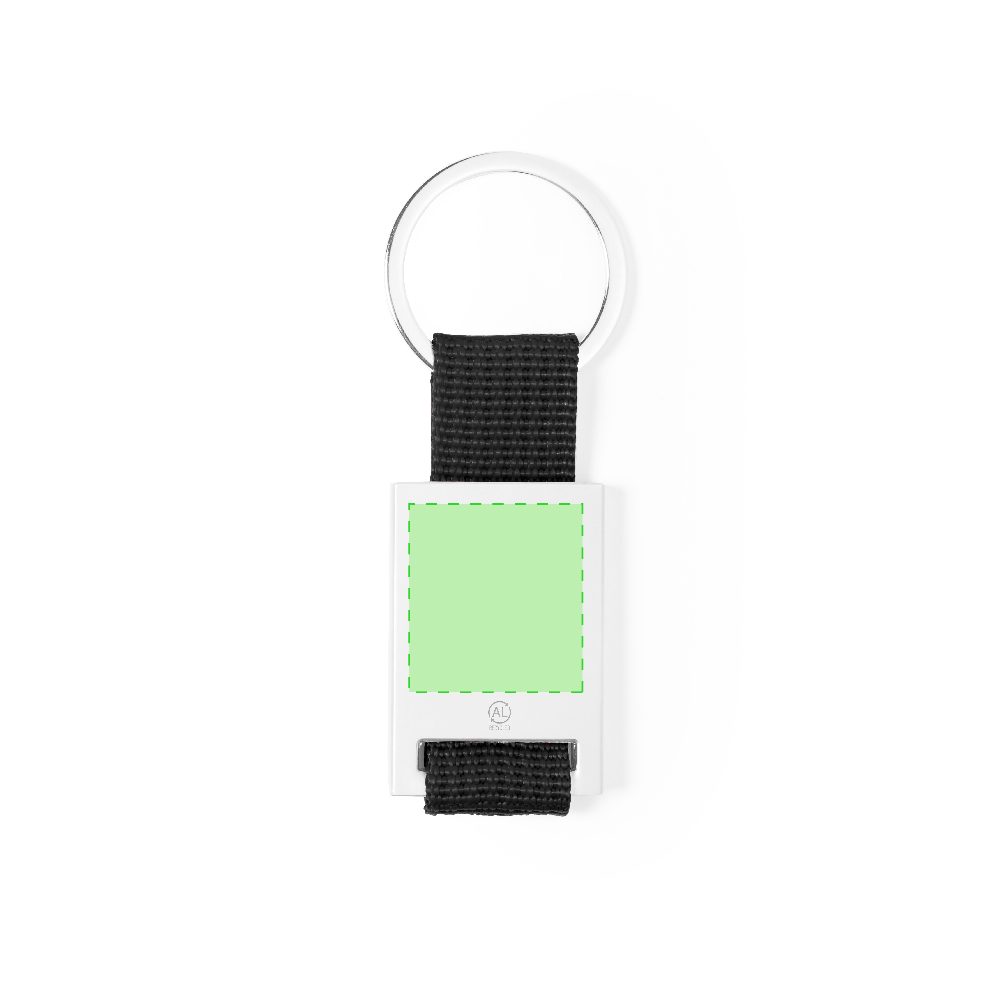 Branding diagram for Recycled aluminium key rings Lofly – Central marking surface