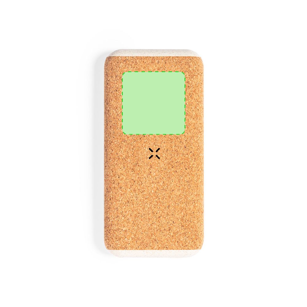 Branding diagram for Powerbank made of cork, 8,000 mAh Limerick – Centering at the top