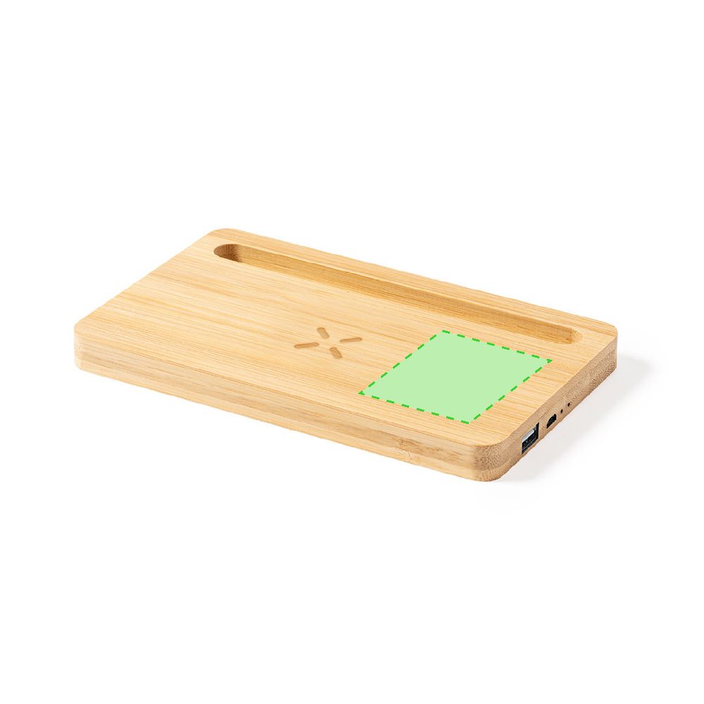 Branding diagram for Desk Organizer with wireless charging station 15 W Loubron – Centered on one side