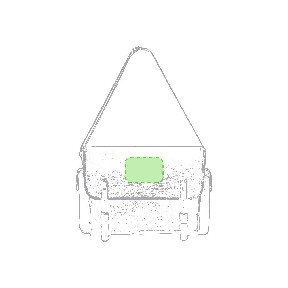 Branding diagram for Document Bag from Canvas Gibson – Centered on the flap