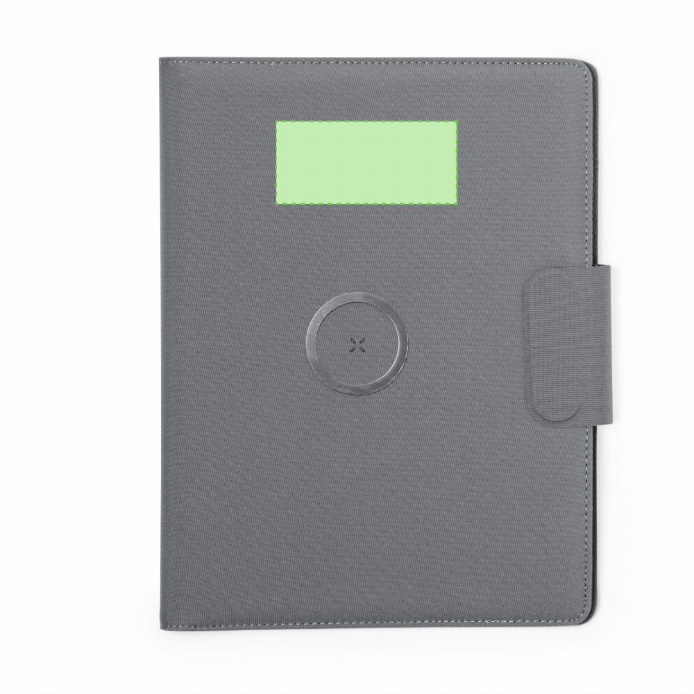 Branding diagram for Multifunctional writing folder made of RPET Harbur – Cover