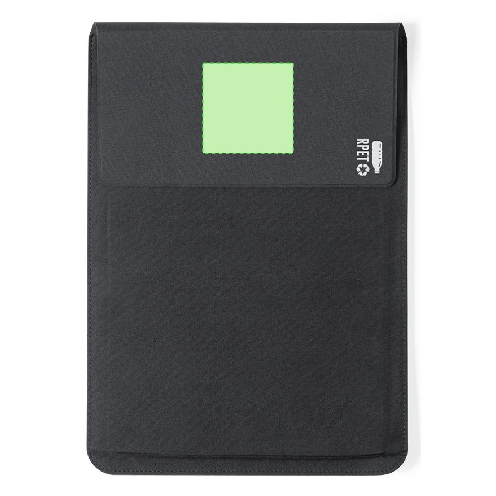 Branding diagram for Laptop desk pad from RPET Broomer – Centered on the flap