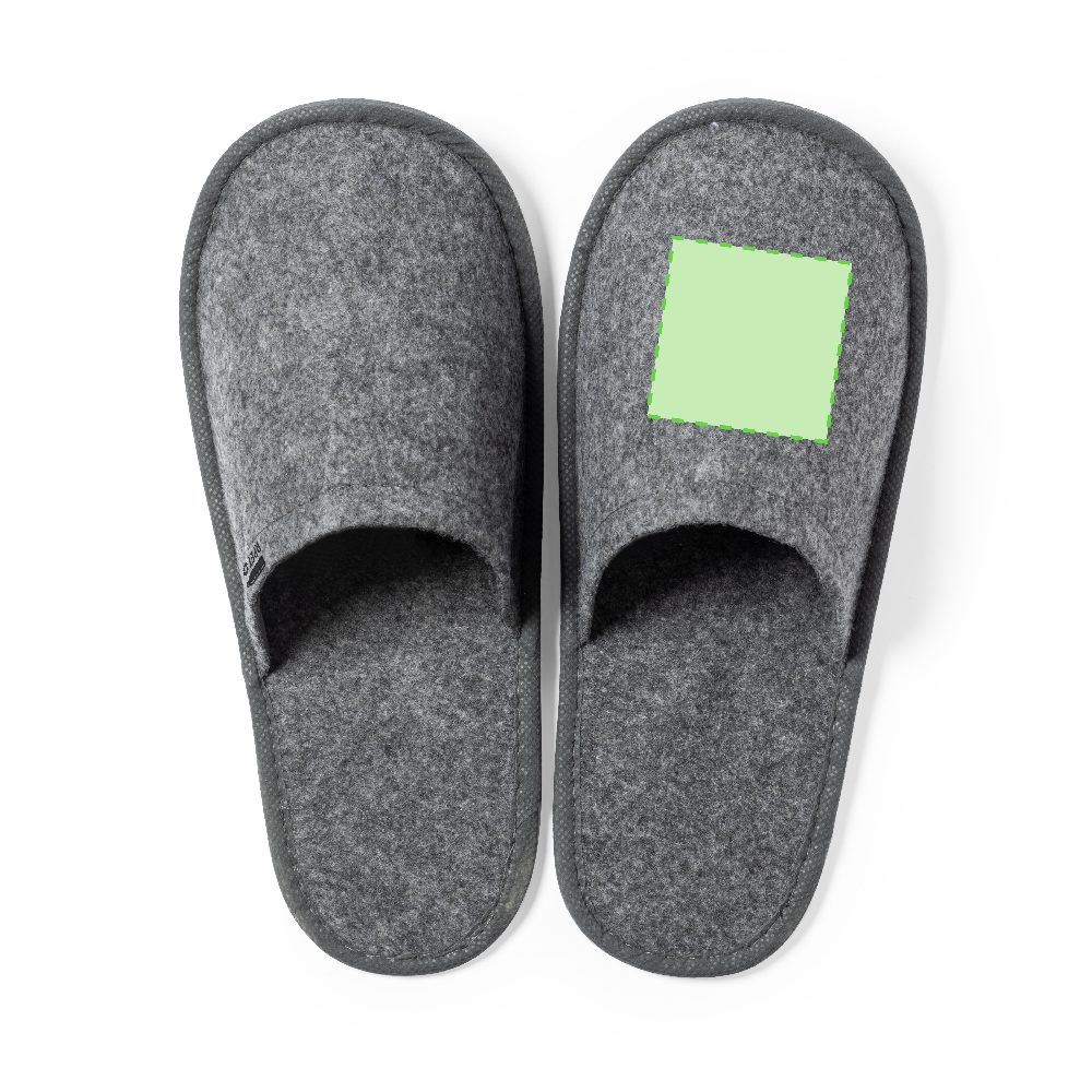 Branding diagram for Slippers of RPET felt Kaicel – Right-hand shoe span