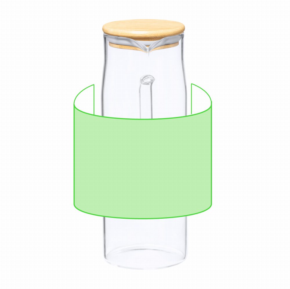 Druckskizze für Wasserkaraffe aus Borosilikatglas 1,25 l mit Bambusdeckel Dibrix – Um den Krug herum