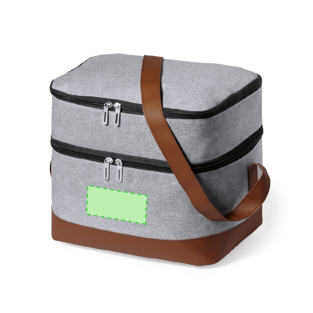 Branding diagram for Cooling bag made of RPET Chandak – Front pocket under zipper