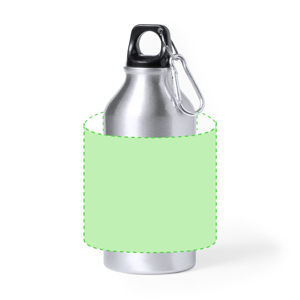 Branding diagram for Recycled aluminium drinking bottle, 400 ml Seirex – Around the body