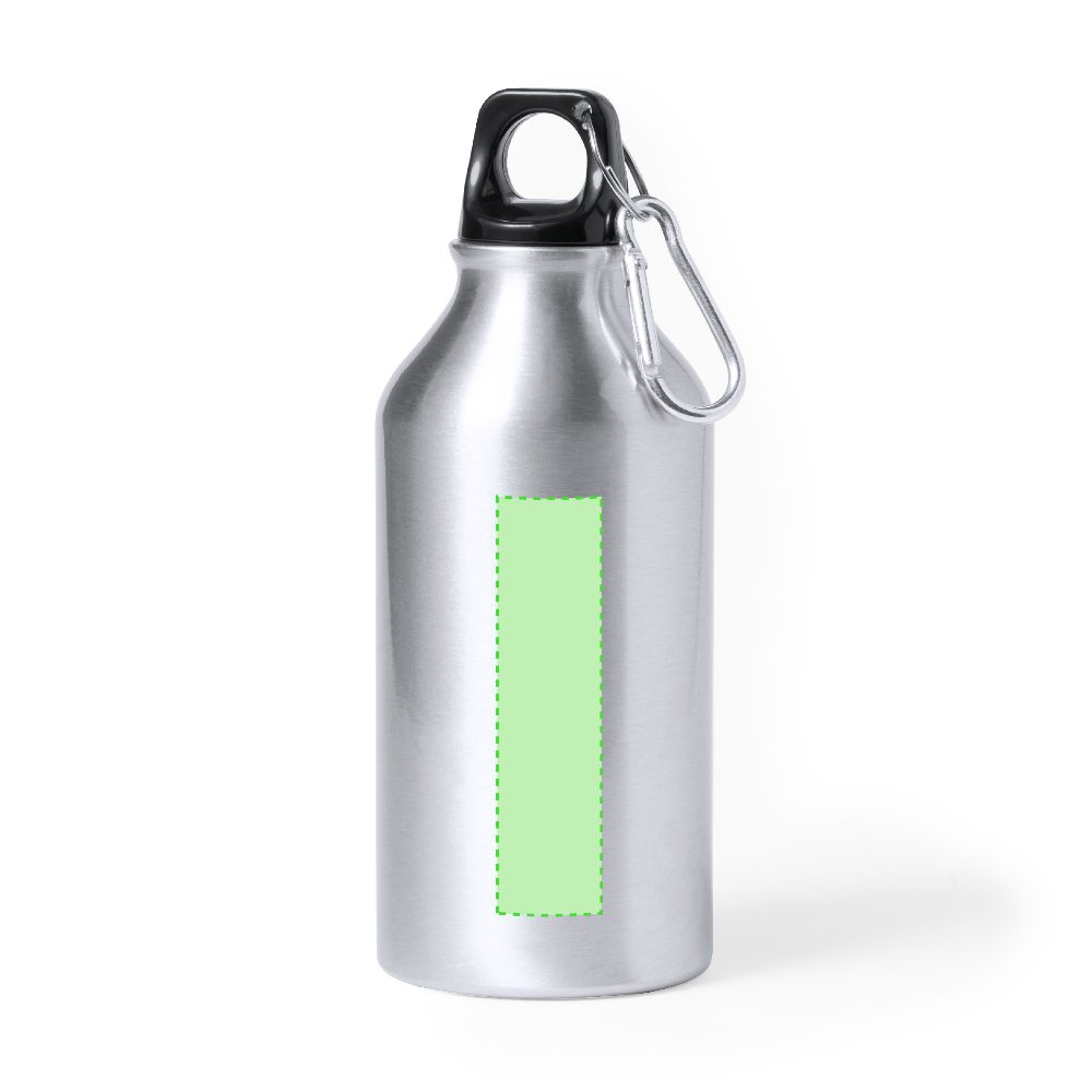 Branding diagram for Recycled aluminium drinking bottle, 400 ml Seirex – Front, central