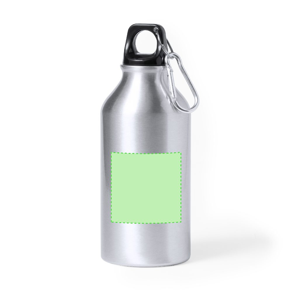 Branding diagram for Recycled aluminium drinking bottle, 400 ml Seirex – Front, central