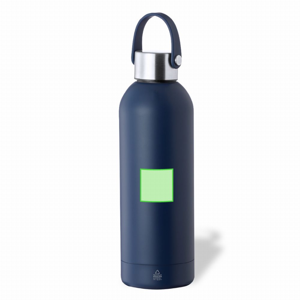 Branding diagram for Recycled stainless steel thermal bottle, 500 ml Breidy – Around the body