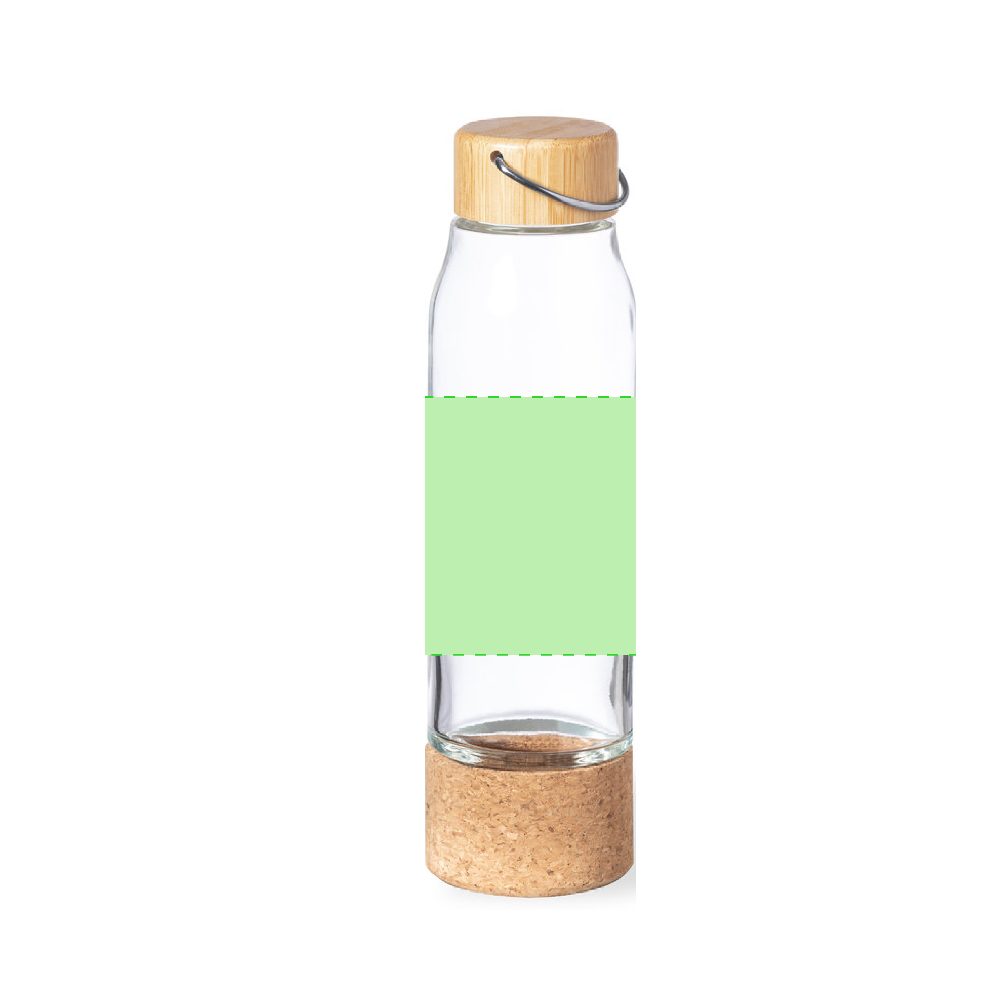 Branding diagram for Glass drinking bottle, 470 ml Aderox – Around the body