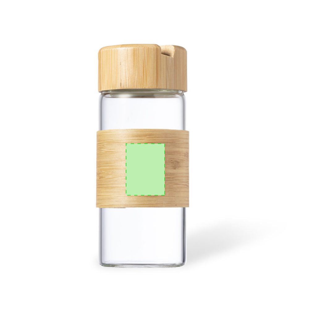 Branding diagram for Glass drinking bottle 450 ml Nowsly – Centred on the side of the container