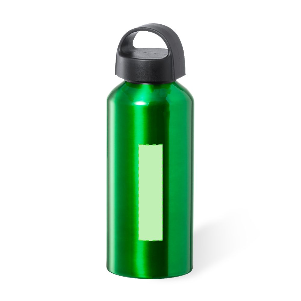 Branding diagram for aluminium drinking bottle, 500 ml Fecher – Centered around the front