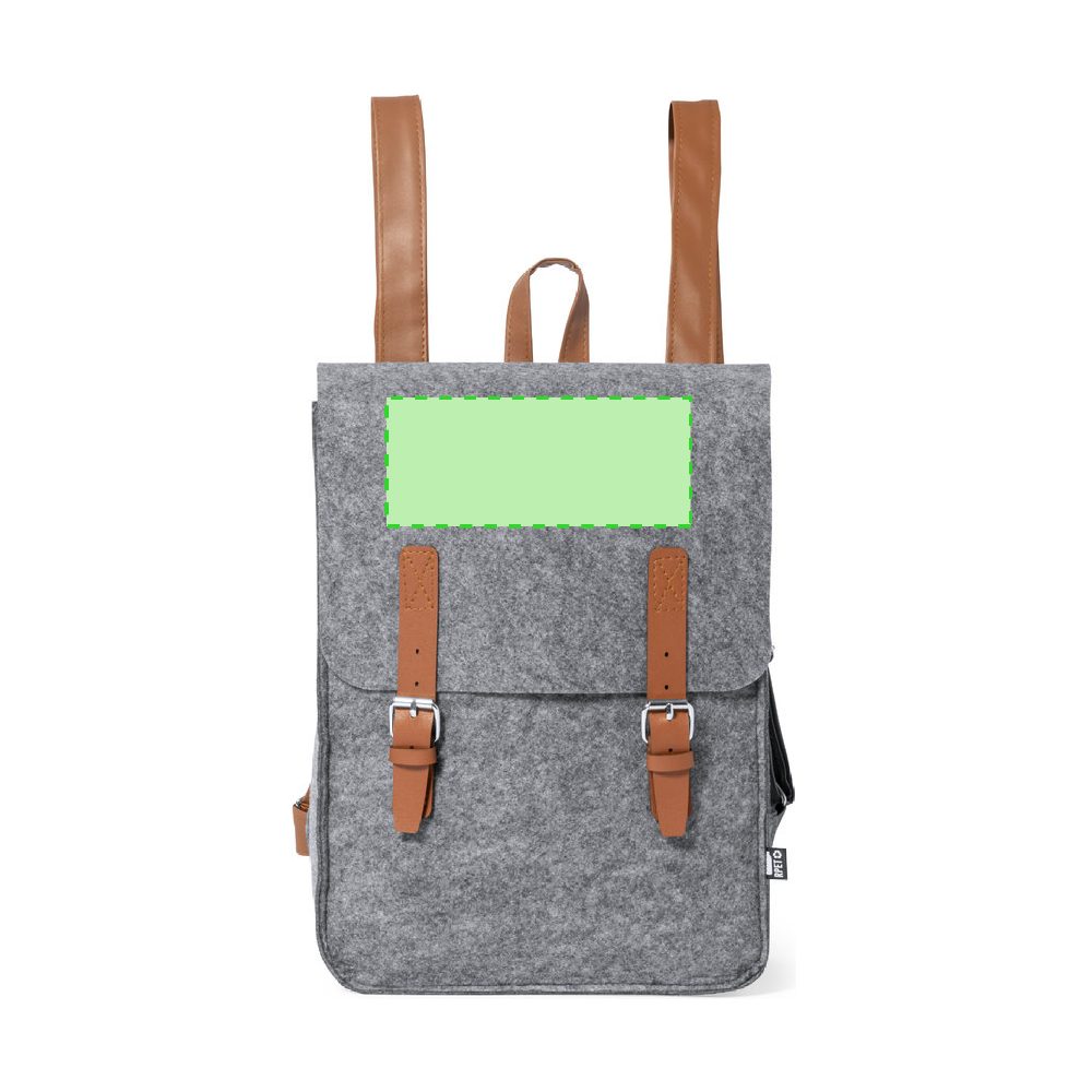 Druckskizze für Rucksack aus Kunstleder Zakian – Zentriert auf der Klappe