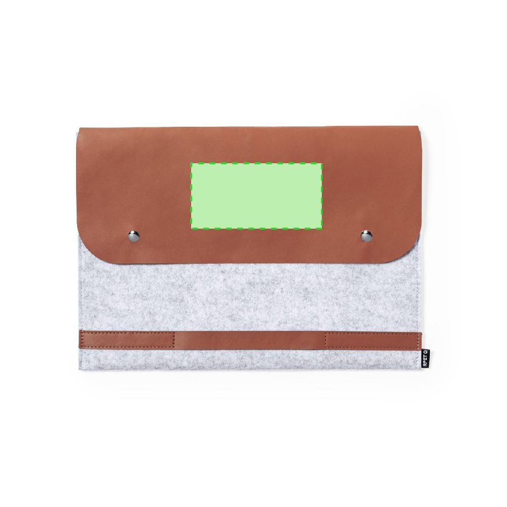 Branding diagram for Laptop bag of artificial leather, 14 inches Brack – Centered on the flap