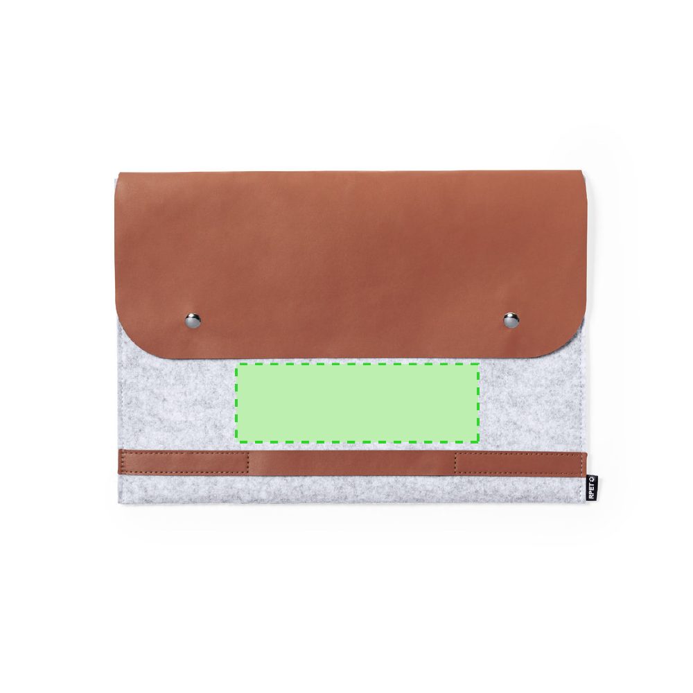 Branding diagram for Laptop bag of artificial leather, 14 inches Brack – Lower area, central
