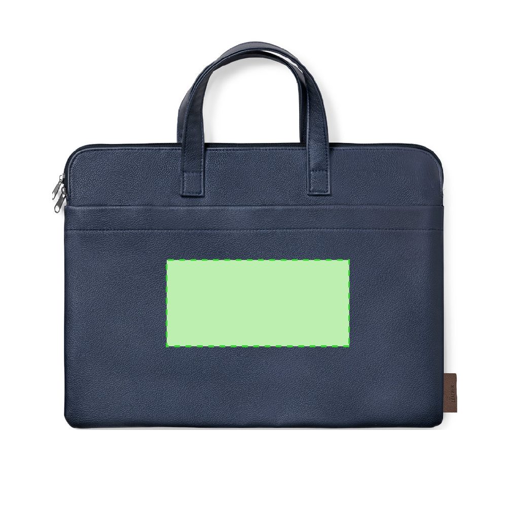 Branding diagram for Document bag made from recycled leather Poirel – Front, central