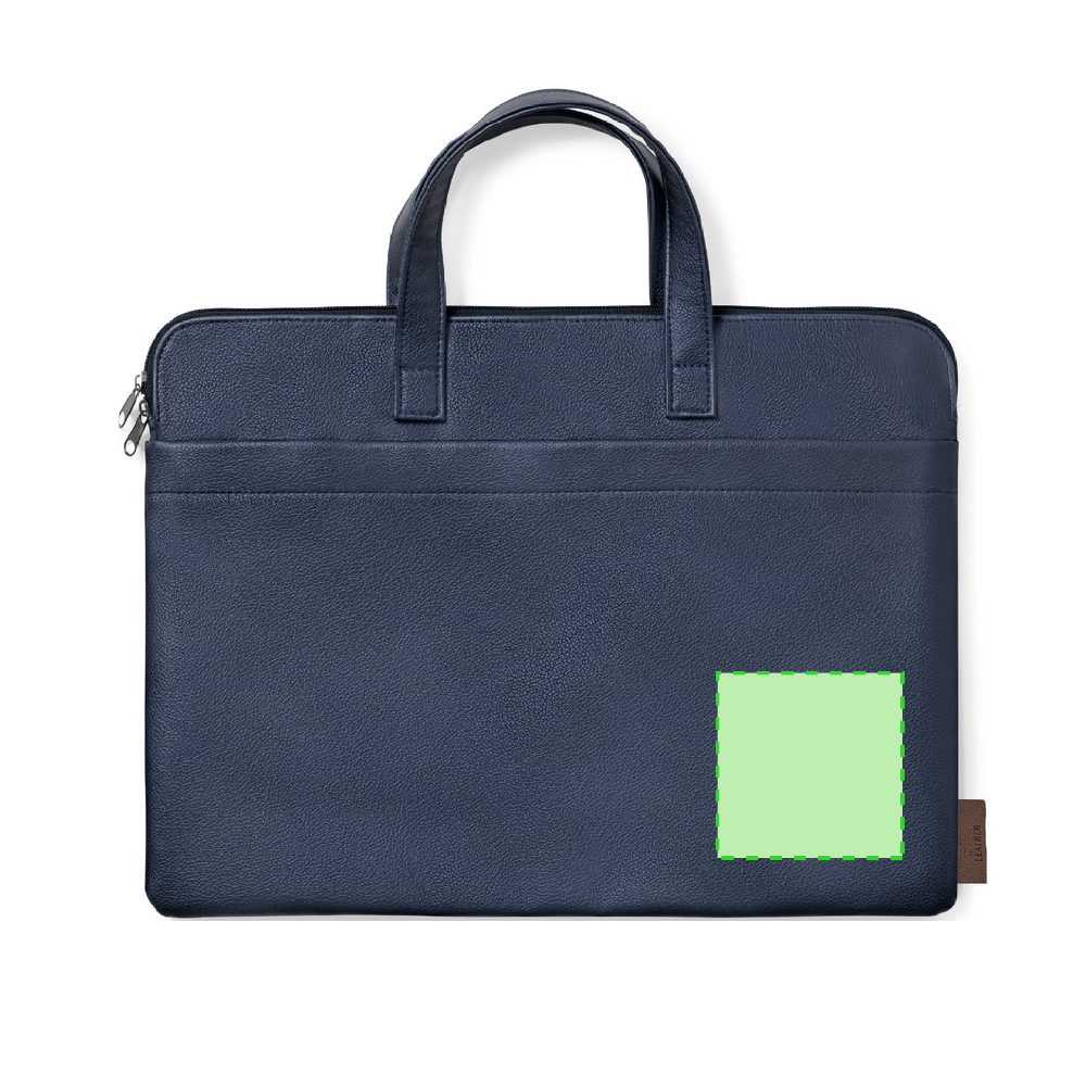 Branding diagram for Document bag made from recycled leather Poirel – In the corner