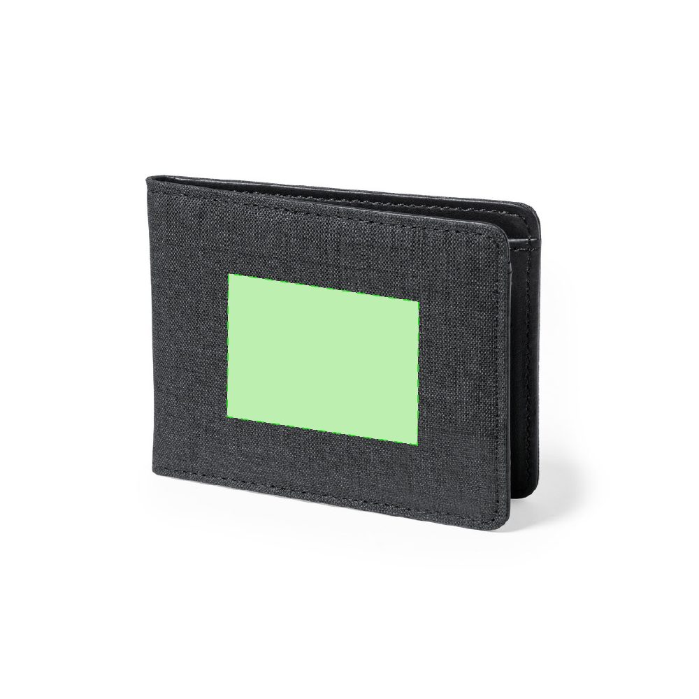 Branding diagram for RFID wallet with card case from RPET Kenxo – Concentrates on the main area