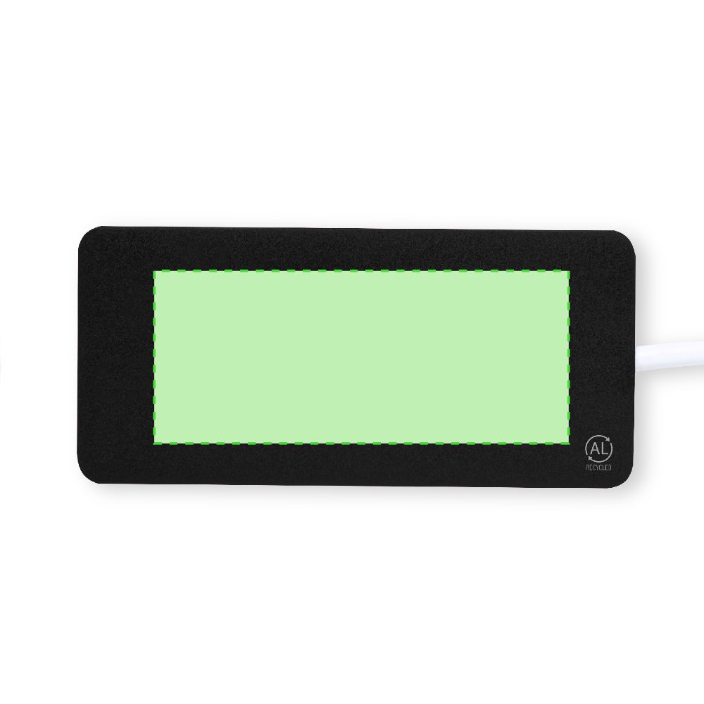 Branding diagram for USB Hub made of recycled aluminium Kalat – Central marking surface
