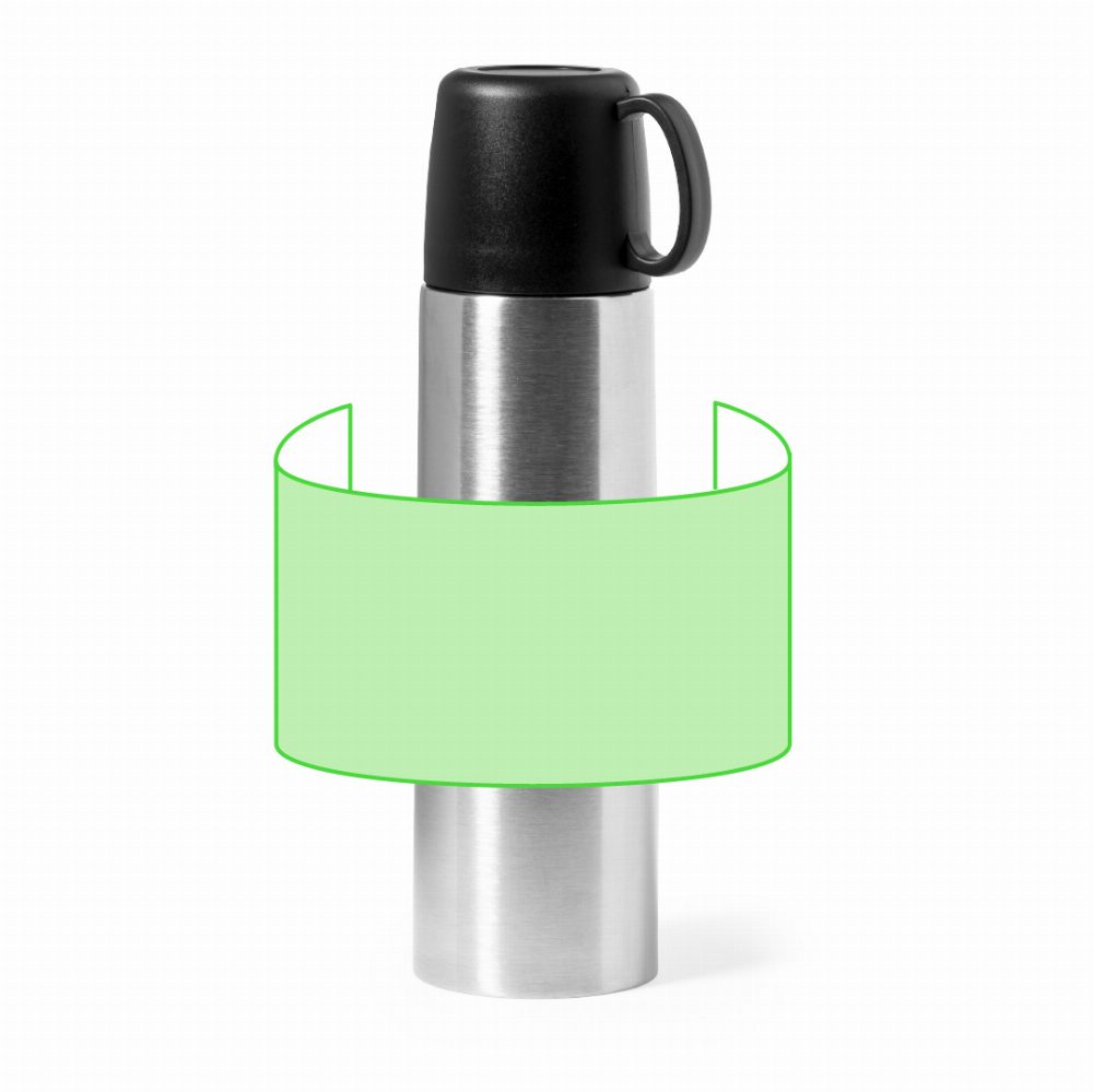 Branding diagram for Stainless steel thermal bottle, 500 ml Tibber – Around the body