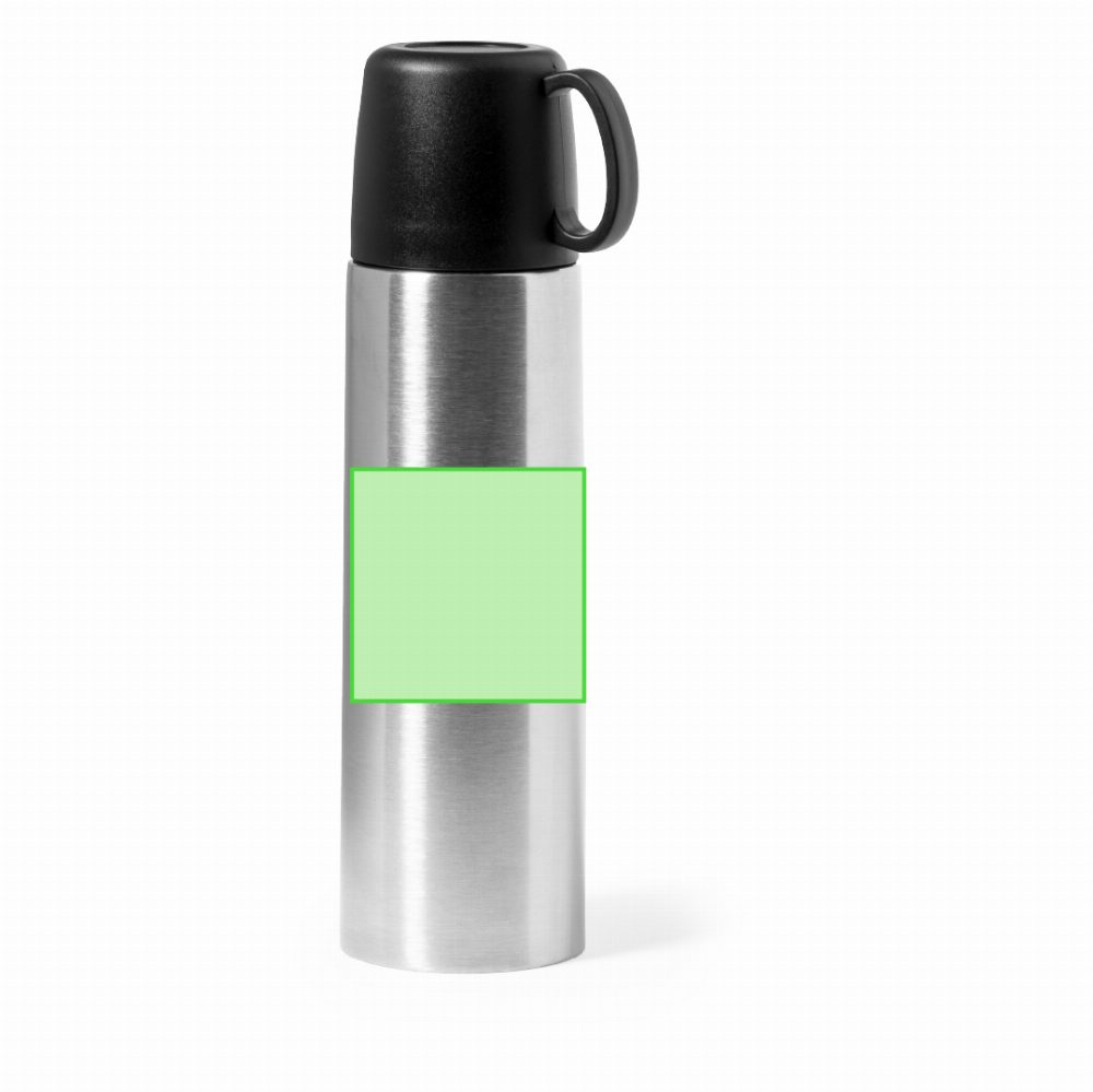 Branding diagram for Stainless steel thermal bottle, 500 ml Tibber – Front, central