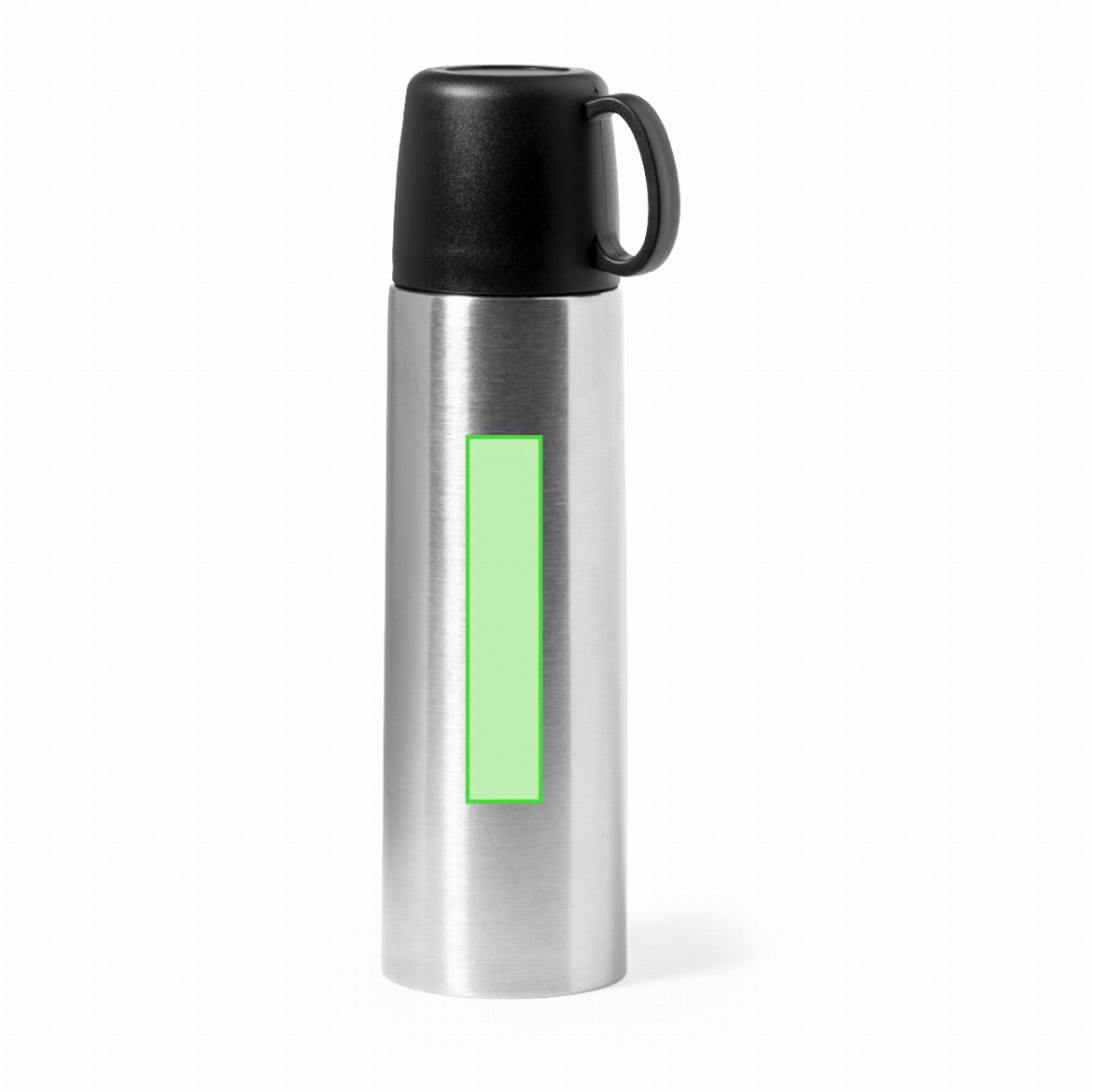 Branding diagram for Stainless steel thermal bottle, 500 ml Tibber – Front, central