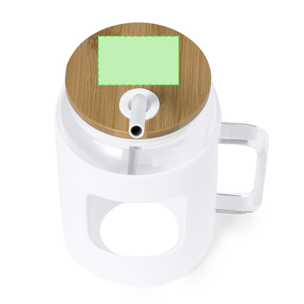 Branding diagram for Large handle glass with lid and straw 1,625 l Jacin – Top top top