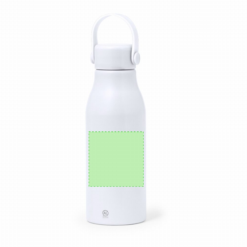 Branding diagram for Recycled aluminium drinking bottle, 700 ml Perpok – Front, central