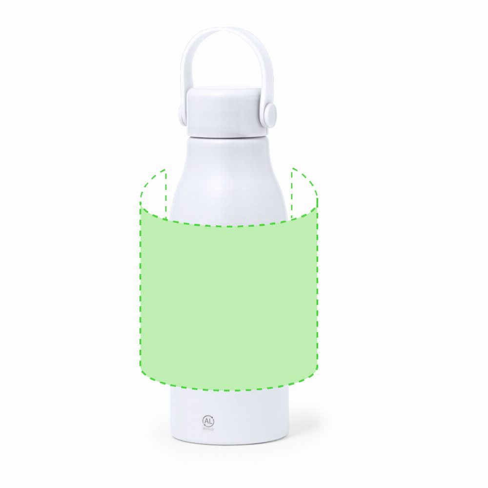Branding diagram for Recycled aluminium drinking bottle, 700 ml Perpok – Around the body